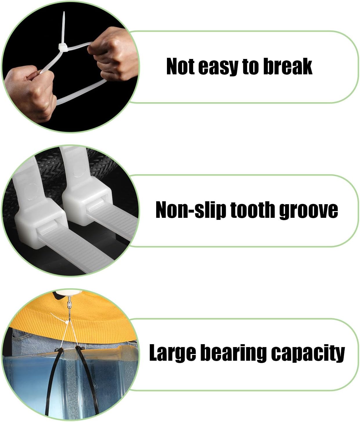 100 PCS Heavy Duty White Plastic Cable Ties - 12 Inch Zip Ties-CentralDepot247