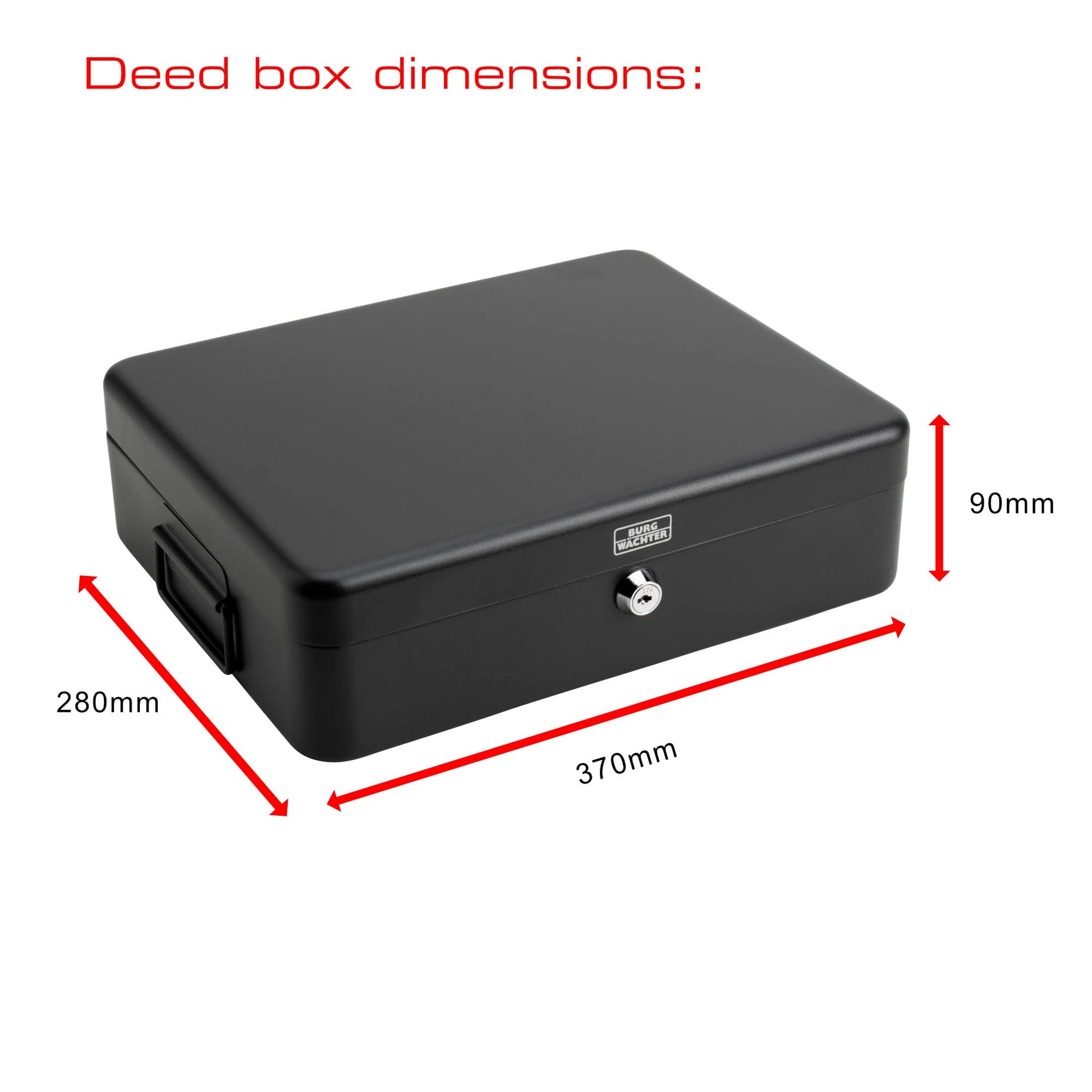 Sterling DB02 Deed Box, Black, 14.5" - Secure Document Storage