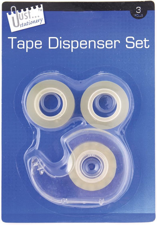 Tape Dispenser Set with 3 Rolls of Clear Tape - Model 6002-CentralDepot247
