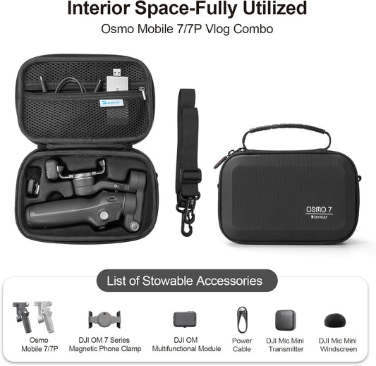 Skyreat OSMO Mobile 7/ 7P Case,PU Leather Portable Storage Shoulder Bag Travel Case for DJI OSMO Mobile 7 /7P Vlog Combo Gimbal Stabilizer Accessories