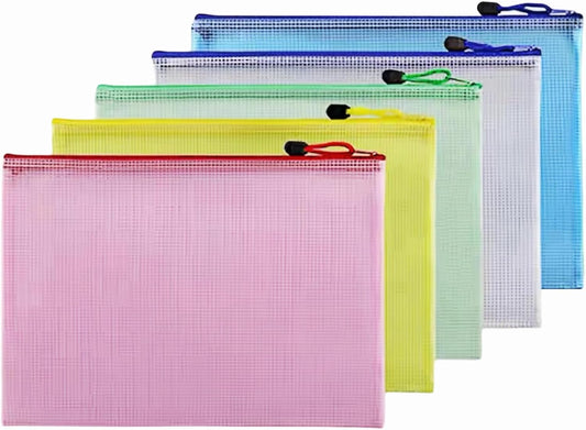 Plastic Wallet File Folder A4 Zip Lock Bags - 5Pcs