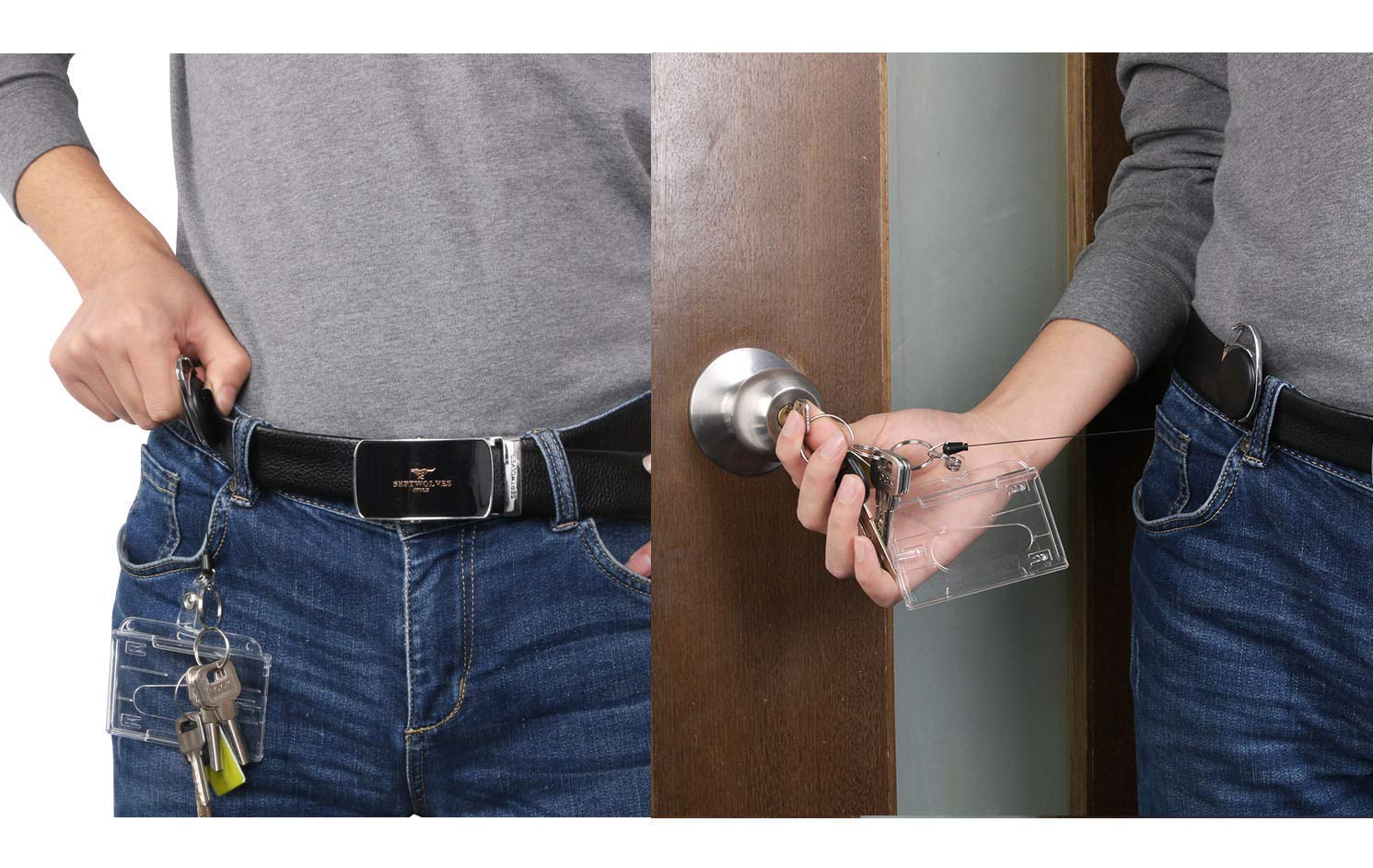 Vicloon 2PCS Retractable Two-Sided ID Card Holder Set