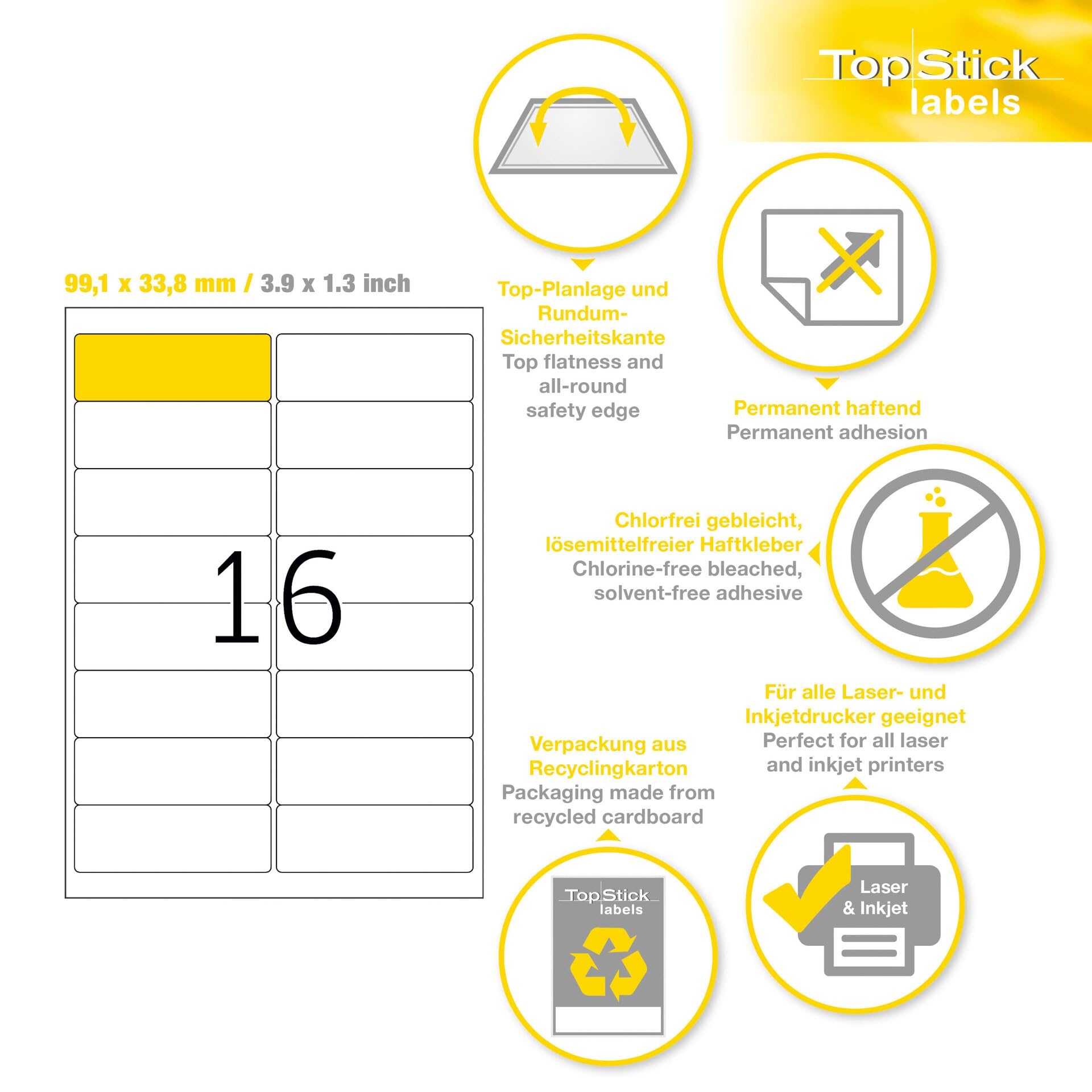 TopStick Self Adhesive Address Labels - 2100 Blank Labels