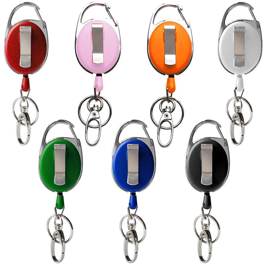 Retractable Badge Reel with Claw Clasp and Clip - 2 Pack