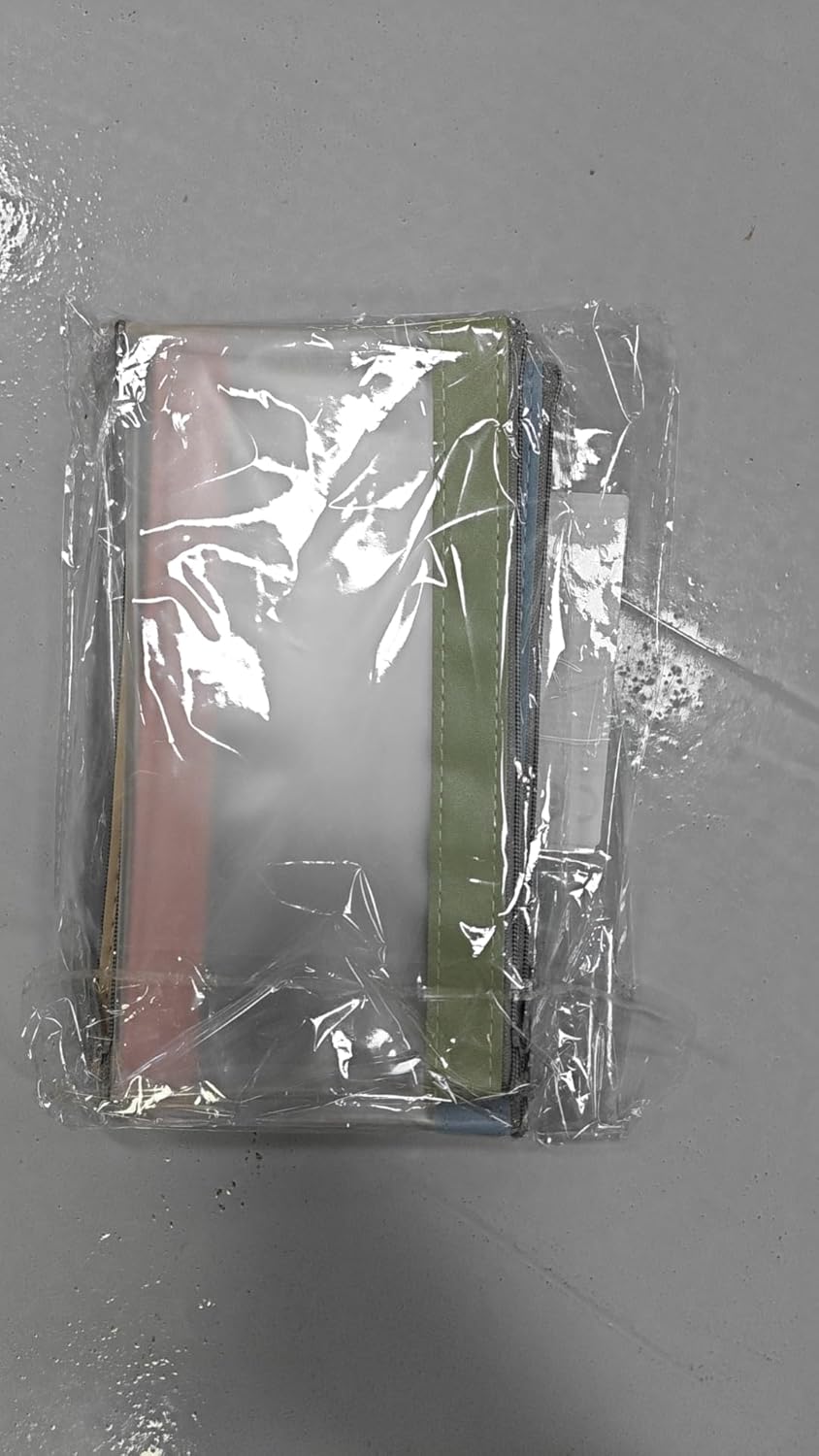 4Pcs Zipper Money Bags - Clear Cash Organizer in 4 Colors