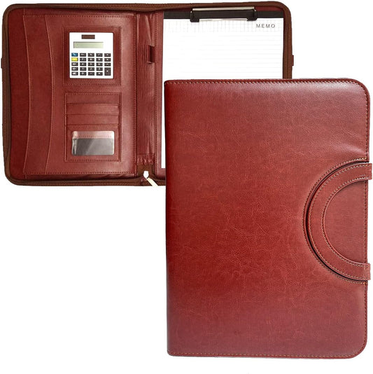 Portable A4 Leather Portfolio with Calculator & Document Organizer-CentralDepot247