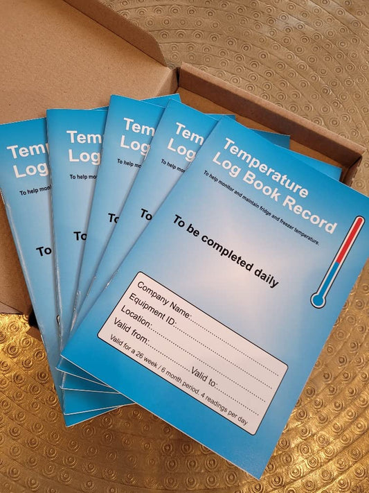 Pack of 5 A5 Fridge Temperature Log Books with Food Hygiene Info-CentralDepot247