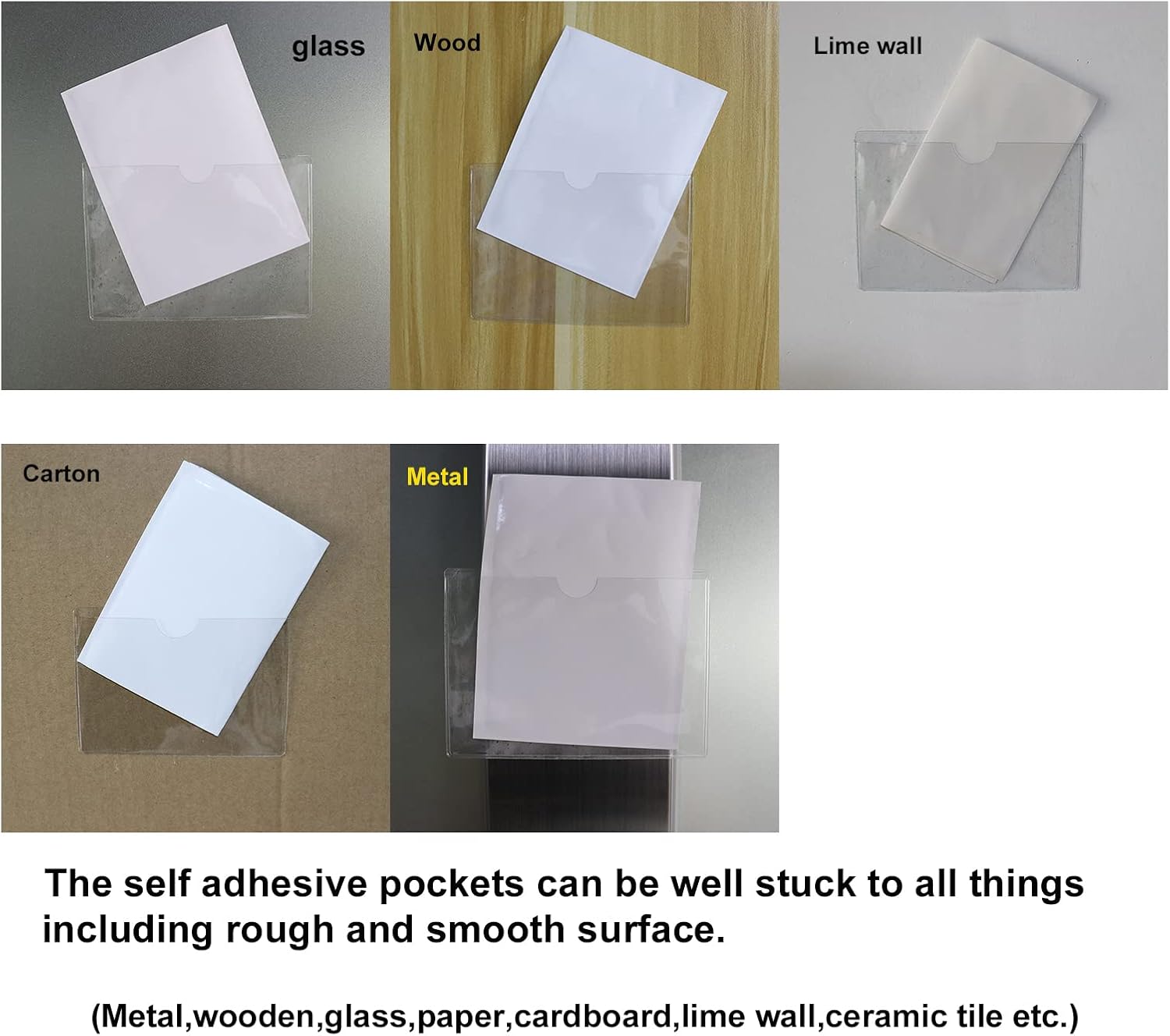 Self Adhesive Clear Business Card Pocket Holders - 10 Pieces