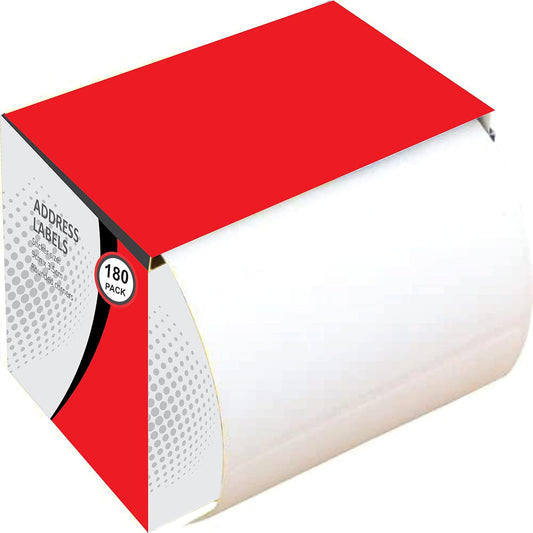 Self-Adhesive Plain Address Labels Roll - 180 Stickers 9x3.5cm