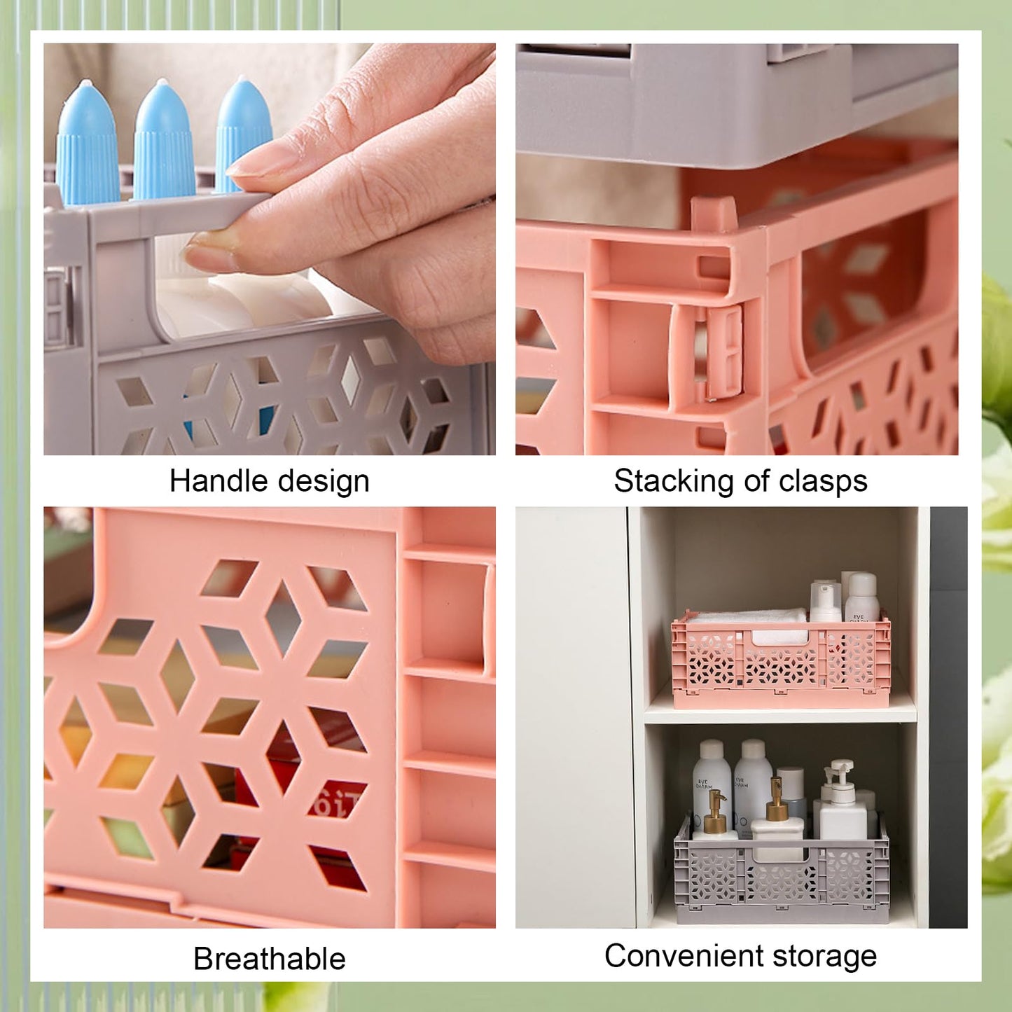 Stackable Storage Baskets - Pack of 6 Pastel Folding Crates-CentralDepot247