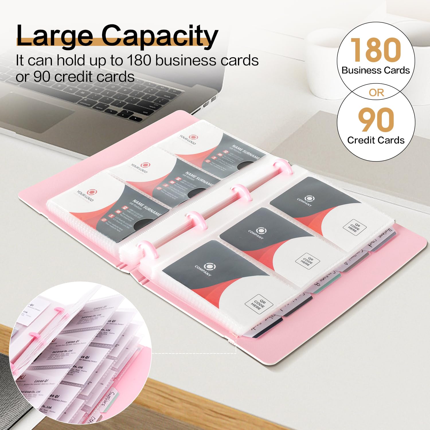 Portable Business Card Holder - Organizes 180 Cards, Black-CentralDepot247