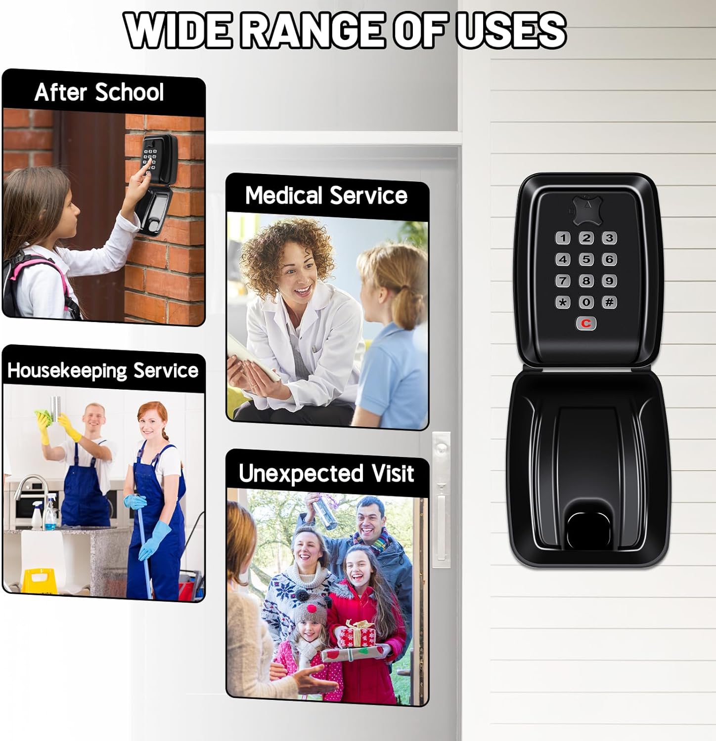 Wall Mounted Key Safe Box - 12-Digit Combination, Waterproof, Extra Large