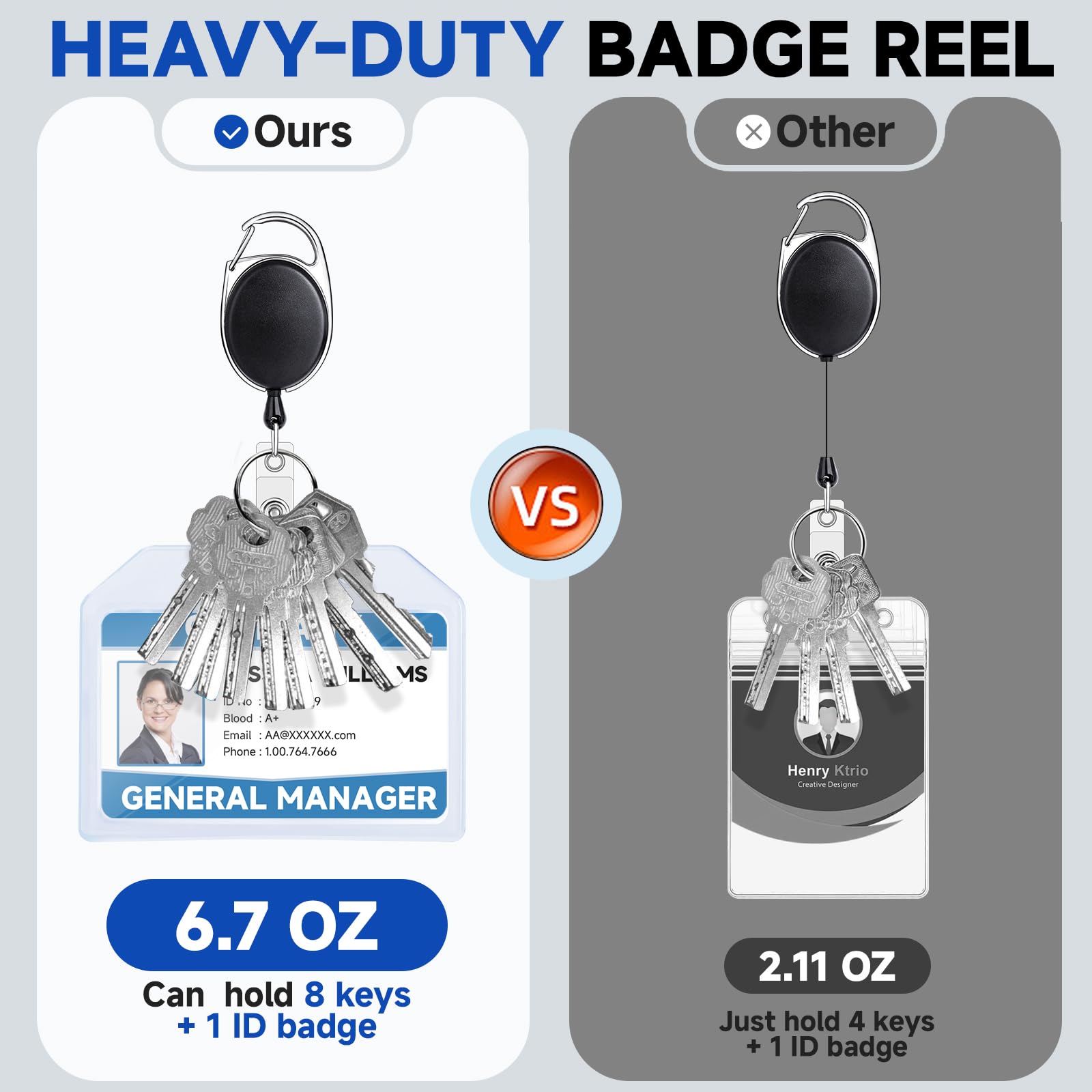Retractable Badge Holder - 2 Pcs, Extra Thick Plastic, Vertical