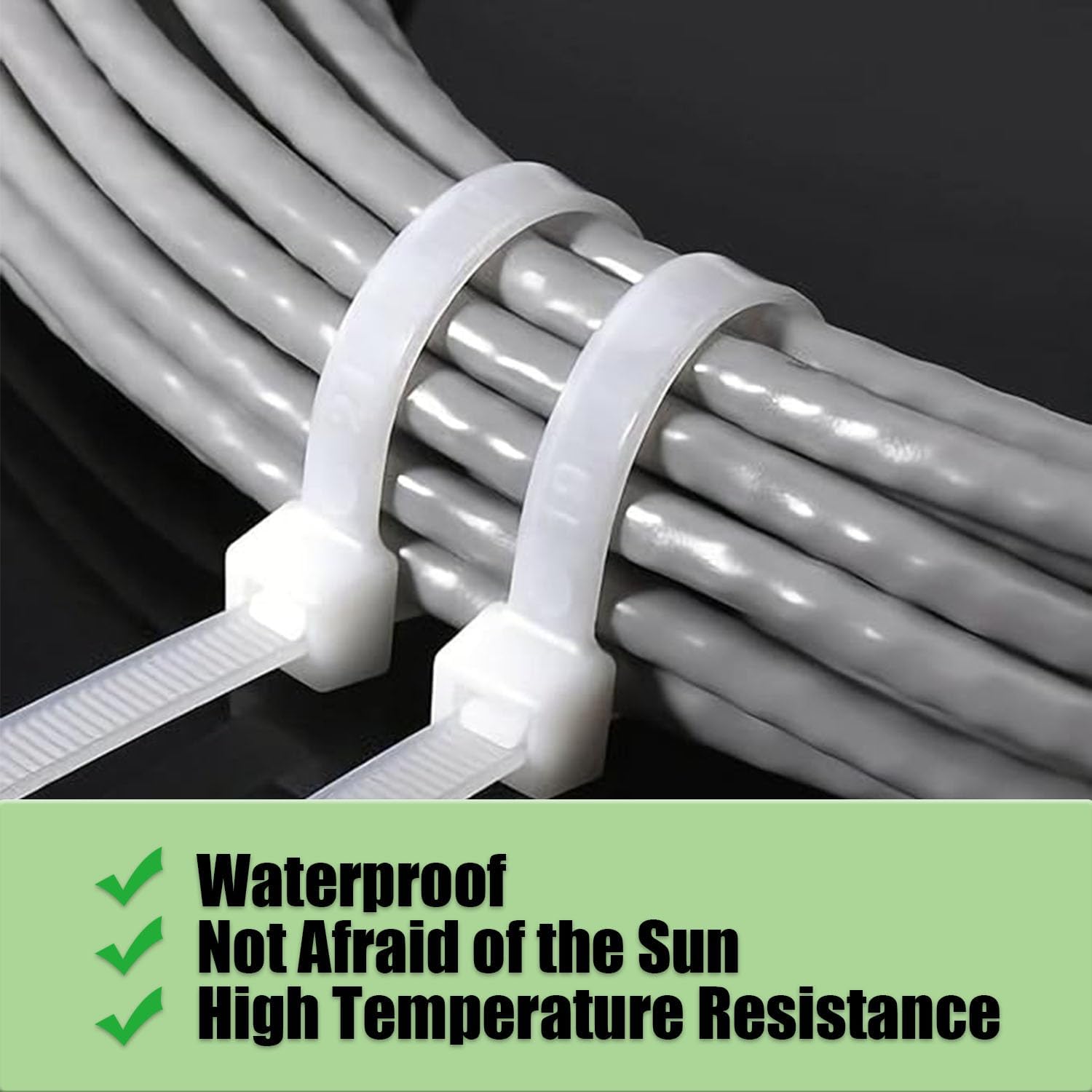100 PCS Heavy Duty White Plastic Cable Ties - 12 Inch Zip Ties-CentralDepot247