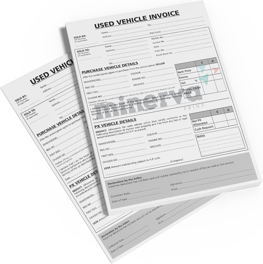 Used Car Vehicle Sales Invoice Receipt NCR Pad – A4 Size