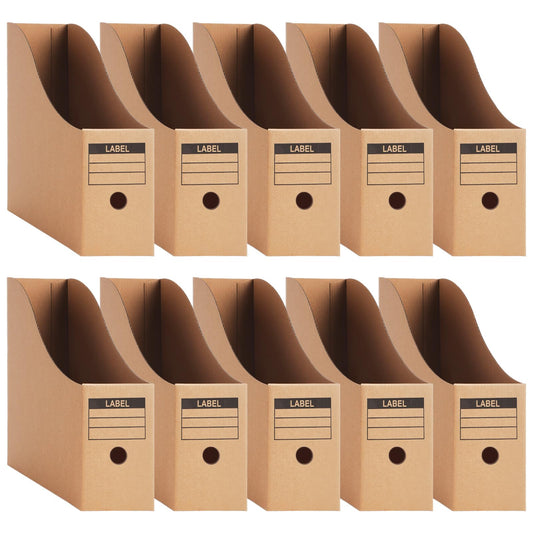 10Pcs Magazine File Holder Rack Cardboard Desk Organizer A4 Document Box