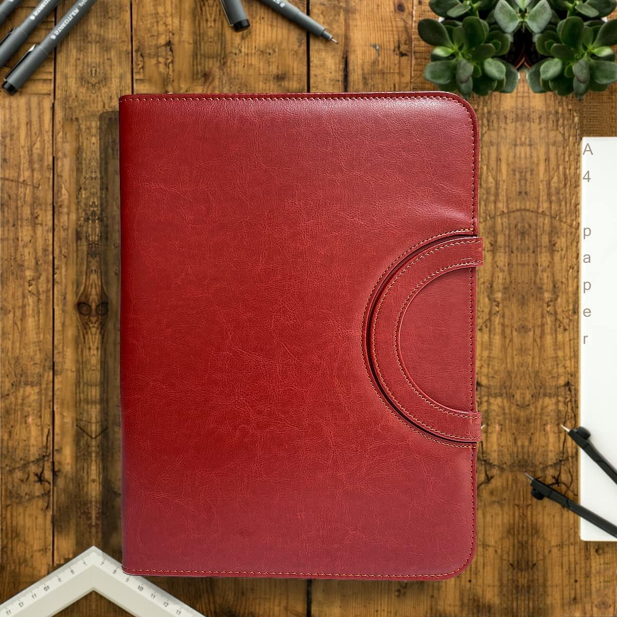 Portable A4 Leather Portfolio with Calculator & Document Organizer-CentralDepot247