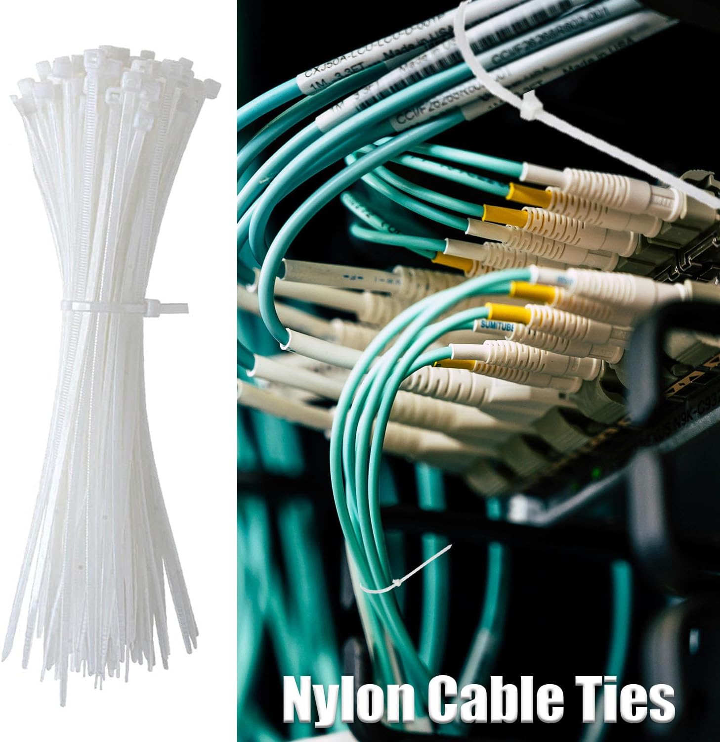 100 PCS Heavy Duty White Plastic Cable Ties - 12 Inch Zip Ties-CentralDepot247