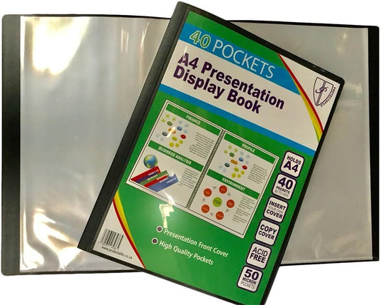 Tiger 40 Pocket A4 Presentation Display Book - Black-CentralDepot247