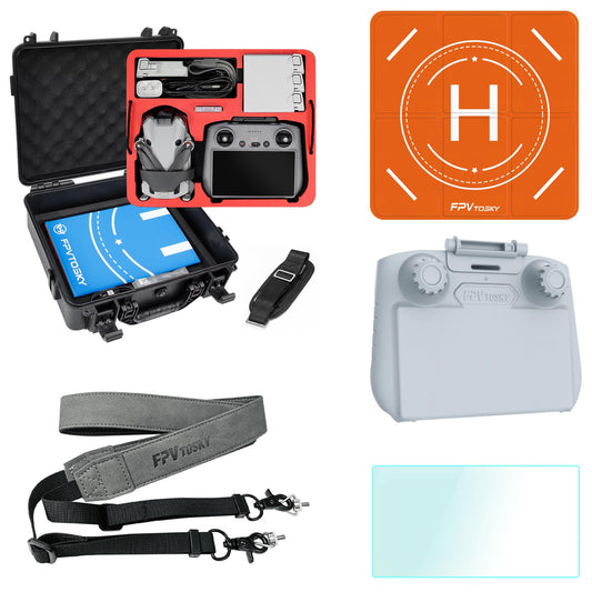 FPVtosky Mini 4 Pro Hard Case, Compact, Two-Layer, Waterproof, Carry Case for DJI Mini 4 Pro/Mini 3 Pro/Mini 3 Fly More Combo Kit, Drone Suitcase Bag Accessories for Car and Backpacking, Black+red