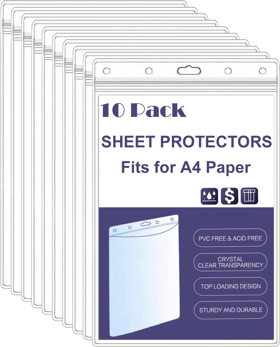 10 Pack A4 Waterproof Resealable Zip Sheet Protectors-CentralDepot247
