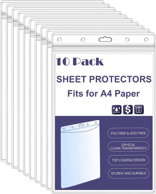10 Pack A4 Waterproof Resealable Zip Sheet Protectors-CentralDepot247