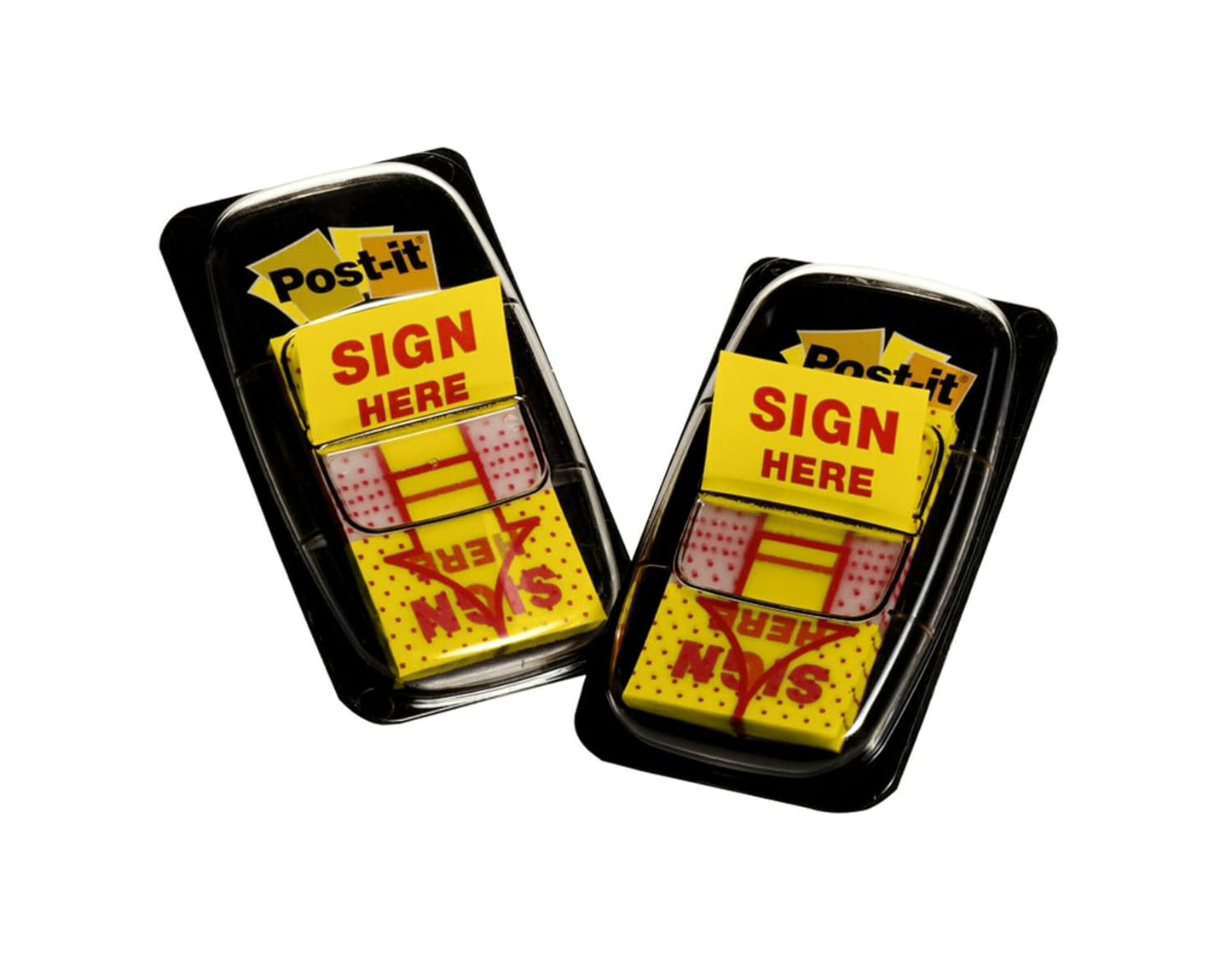 Post-it Message Flags, Sign Here, Yellow, 1 in. Wide, 2 Dispensers