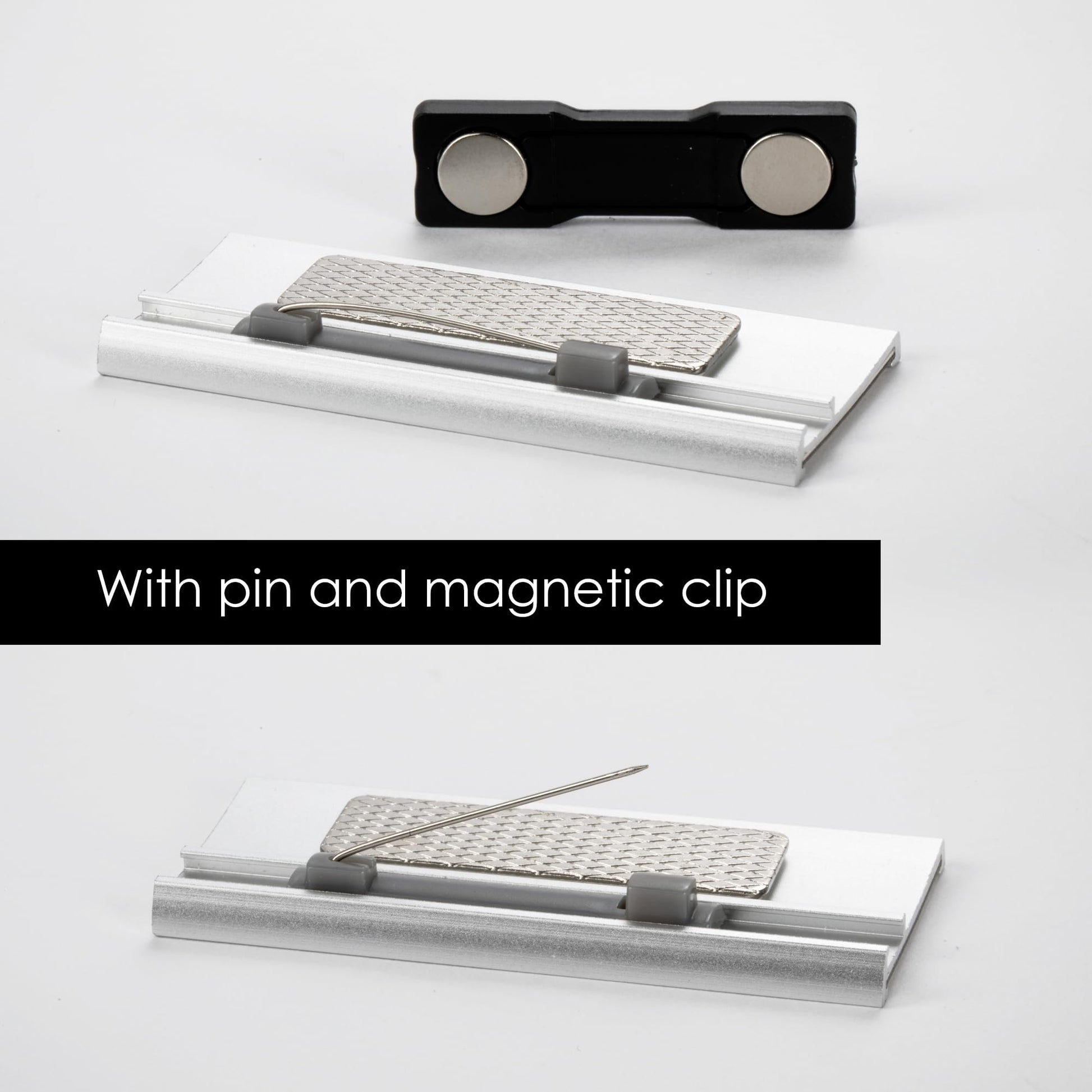10 x Aluminium Name Badges with Magnet and Pin for Events