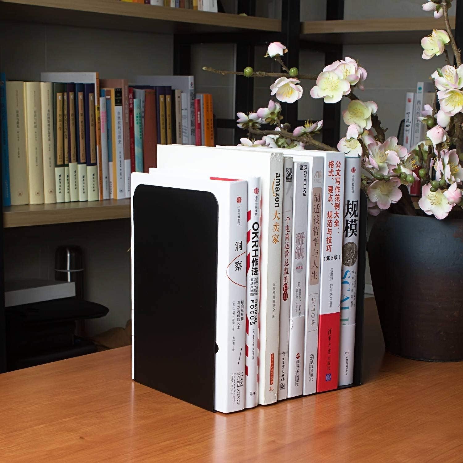 Set of 4 Heavy Duty Metal Book Ends - Non Slip Decorative Dividers-CentralDepot247
