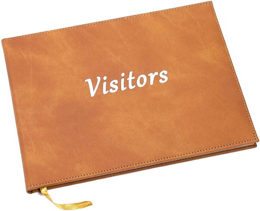 Visitors Book with Tan Leather Cover | 600 Entry Guest Book-CentralDepot247