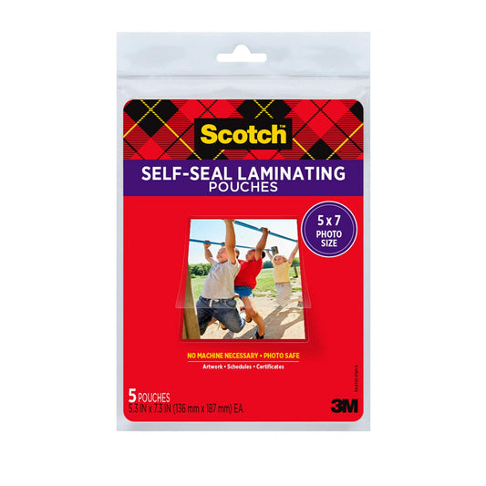 Scotch Self-Seal Glossy Laminating Pouches, 5 x 7 Inches, 5-Pack