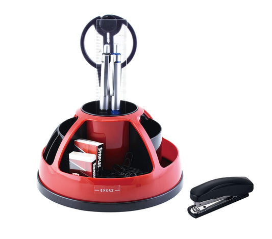 Rotating 360° Desk Organiser with Stationery Set - White/Black-CentralDepot247