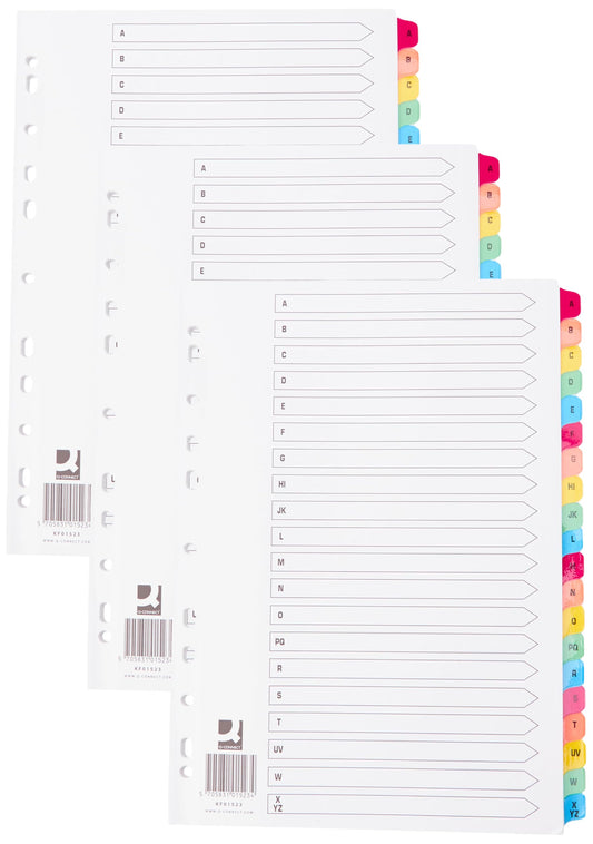 Q-Connect A-Z 20-Part Reinforced Multi-Colour A4 Index Tabs-CentralDepot247