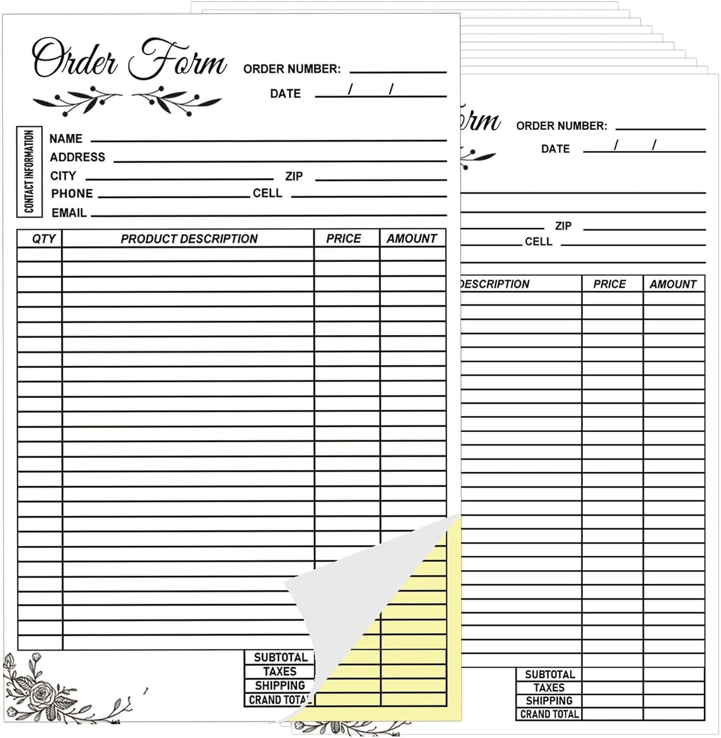 Pop Resin 2-Part Carbonless Sales Invoice Order Form Book - 50 Sets