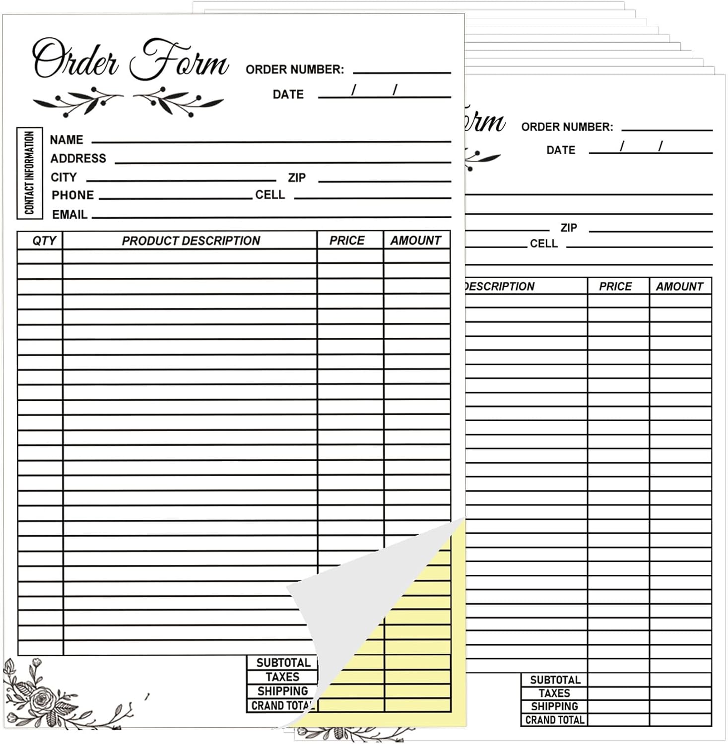 Pop Resin 2-Part Carbonless Sales Invoice Order Form Book - 50 Sets