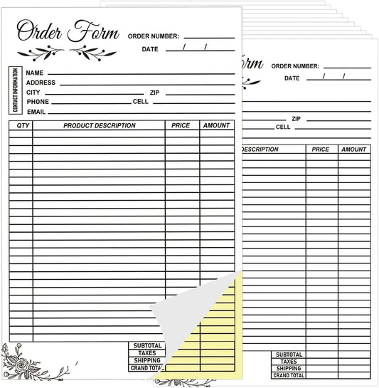 Pop Resin 2-Part Carbonless Sales Invoice Order Form Book - 50 Sets