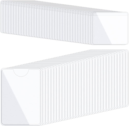 100 Pcs Self-Adhesive Index Card Holders - Clear PVC Business Card Pockets