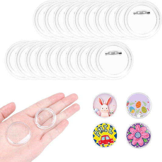 Roontin 20-Pack Clear Acrylic Button Badges - DIY Kit