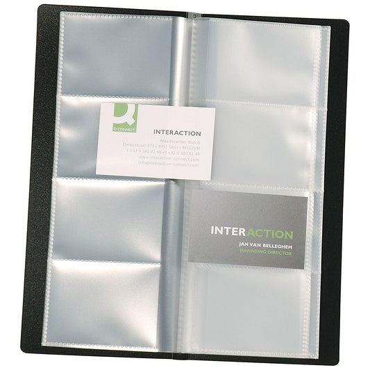 Q-Connect Polypropylene Business Card Holder - 160 Cards, Black