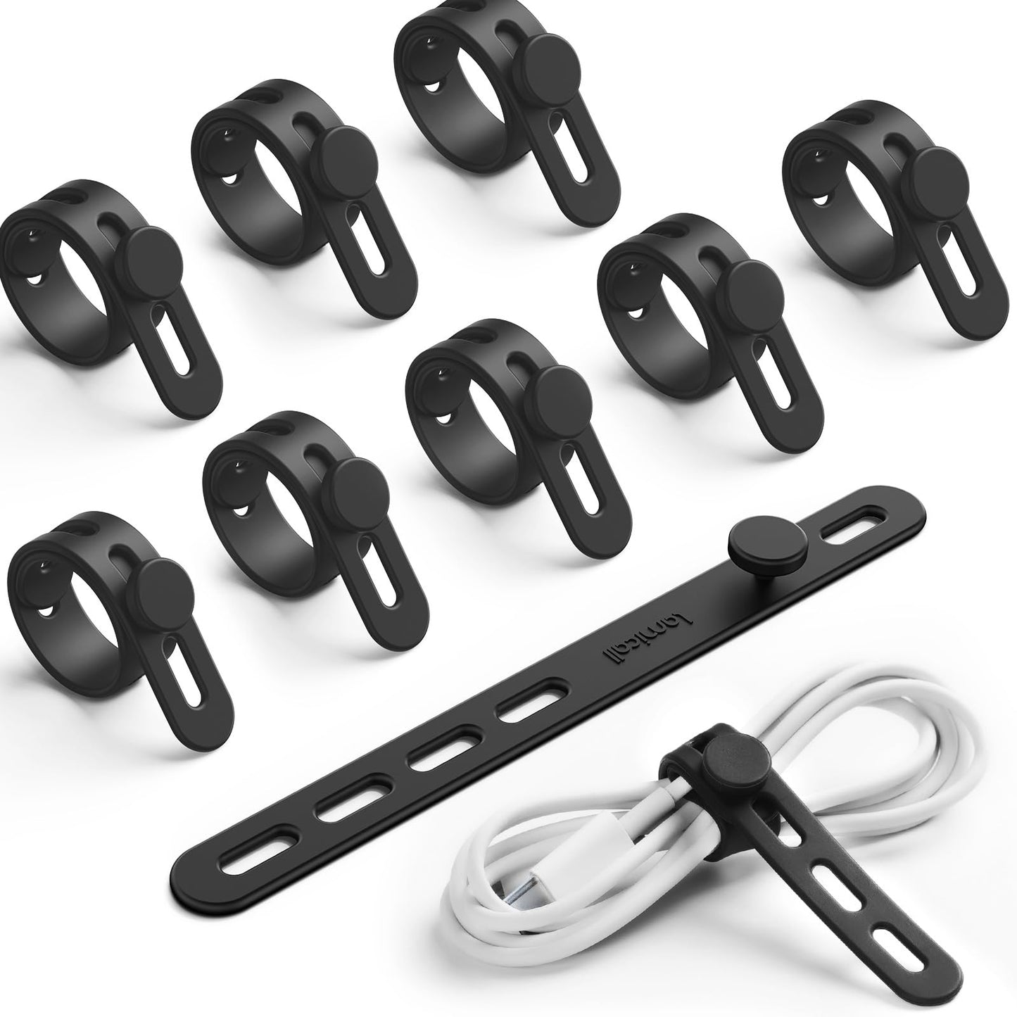 10 Pack Silicone Cable Ties - Reusable Cord Organizer Wraps-CentralDepot247