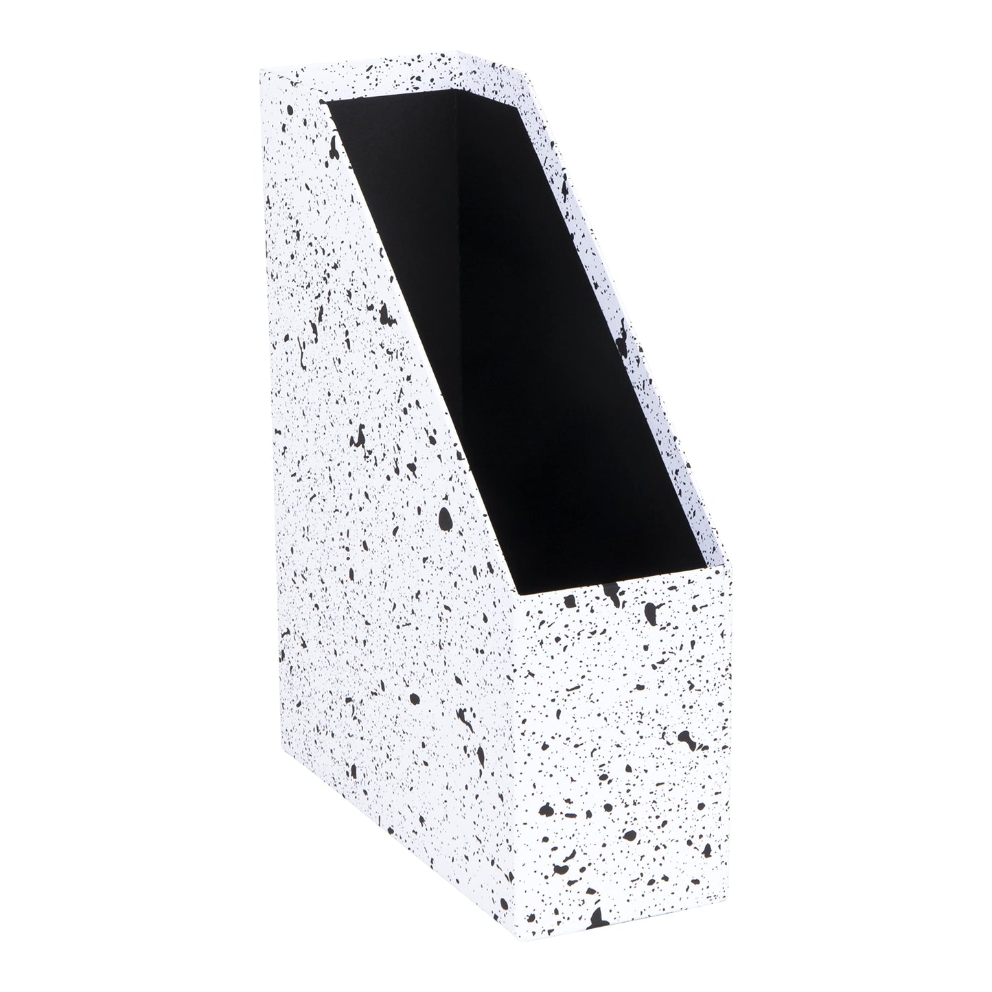 Standing Magazine Storage Box with Label - Document Holder - Black Speckled