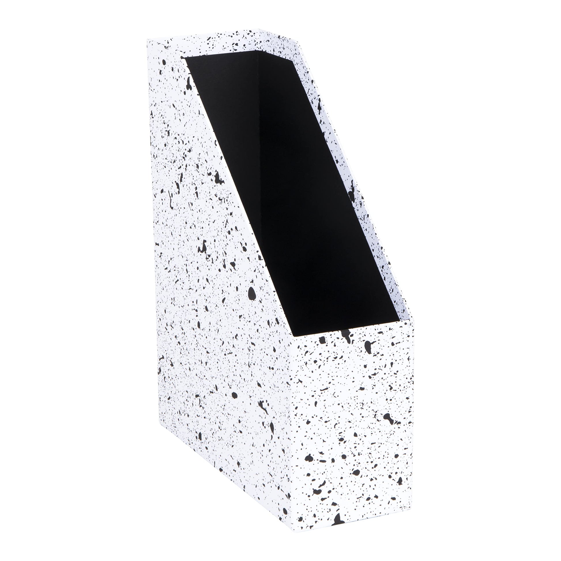 Standing Magazine Storage Box with Label - Document Holder - Black Speckled