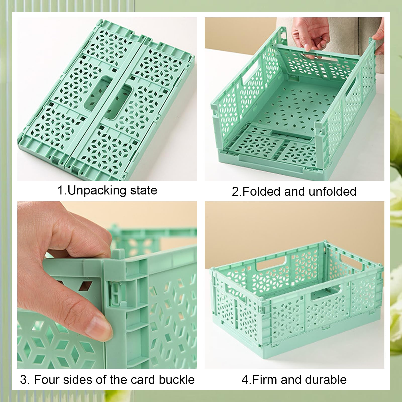 Stackable Storage Baskets - Pack of 6 Pastel Folding Crates-CentralDepot247