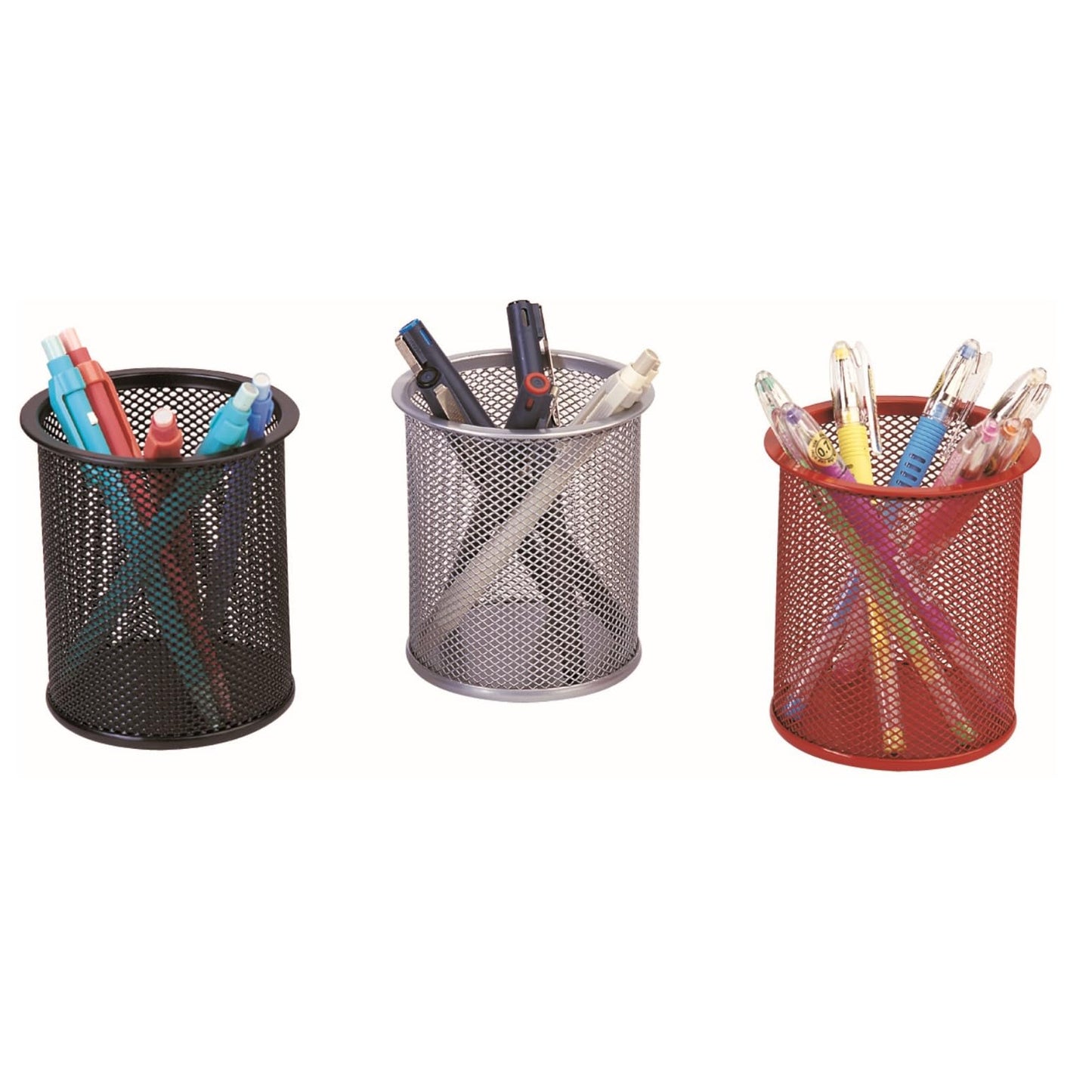 Q-Connect Black Metal Pen Cup - Stylish Office Accessory-CentralDepot247