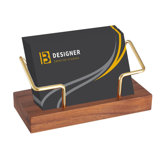 Wooden Business Card Holder Desk Display Stand - Brown-CentralDepot247