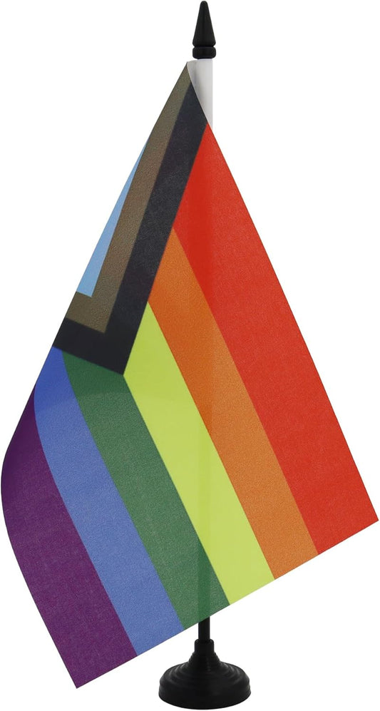 Rainbow Progress Pride Table Flag 5'' x 8'' - LGBT Mini Desk Flag-CentralDepot247