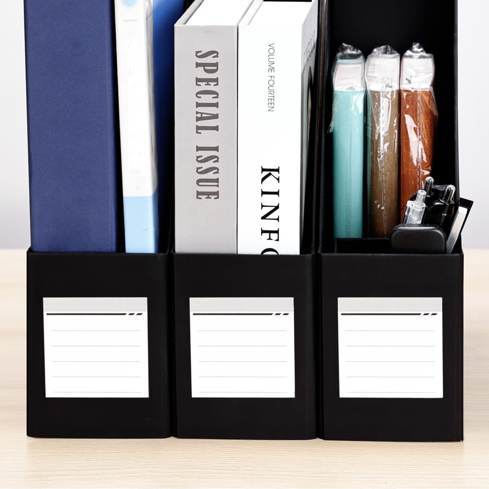 Red Magazine Holder, Cardboard File Organizer (Pack of 3)