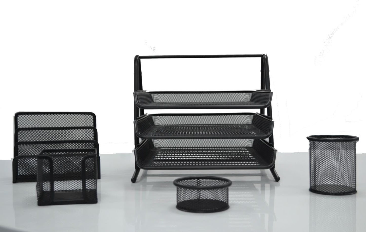 Premium Mesh Office Set - 5 PCS Filing Tray, Letter Rack & More-CentralDepot247