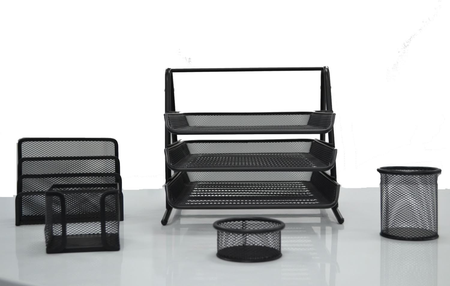 Premium Mesh Office Set - 5 PCS Filing Tray, Letter Rack & More-CentralDepot247