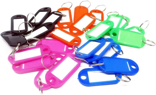 Pack of 25 Mixed Colour Plastic Key Tags with Inserts